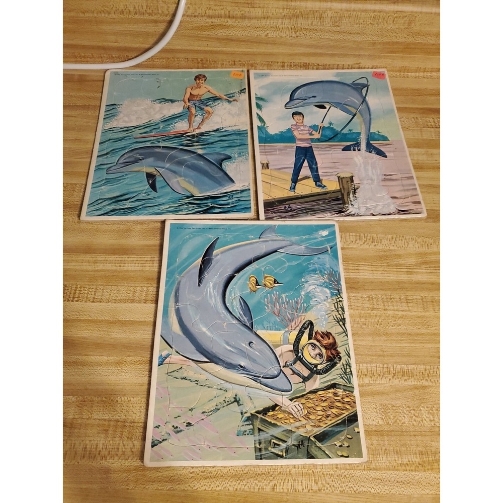 3 Flipper Tray Puzzles Flipper Underwater Adventures Puzzles 1967 - Picture 1 of 6